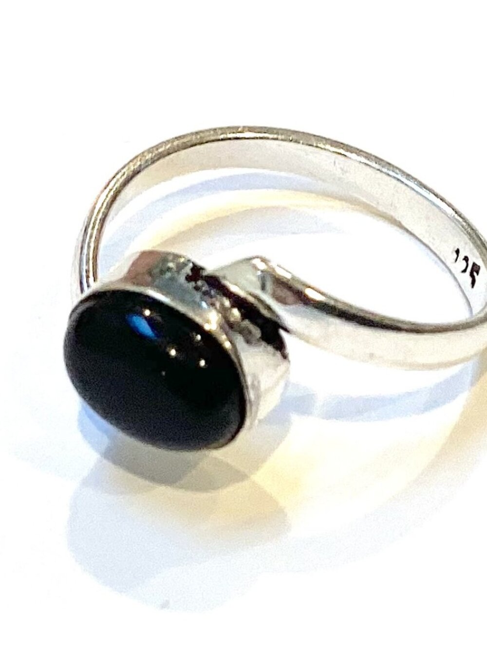 Size 6 Black Ring, 925 Sterling with Onyx Stone, Small Ring Womens Boho